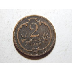 František Josef I. 2 Heller 1909 XF č37504 