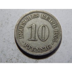 Německo Císařství 10 Pfennig 1905 A XF č27236 