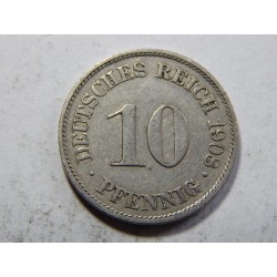 Německo Císařství 10 Pfennig 1908 A XF č27186 