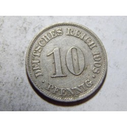Německo Císařství 10 Pfennig 1908 A XF-UNC č27156 