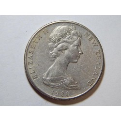 Nový Zealand 20 Cents 1980 XF č44015 