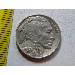 USA 5 Cents 1937 indián XF č37138 