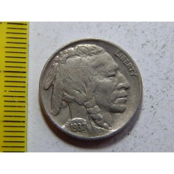 USA 5 Cents 1937 indián XF č44780 