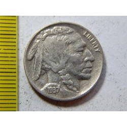 USA 5 Cents 1937 indián XF č37737 