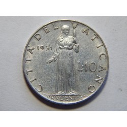 Vatikán 10 Lire 1951 XF č44211 