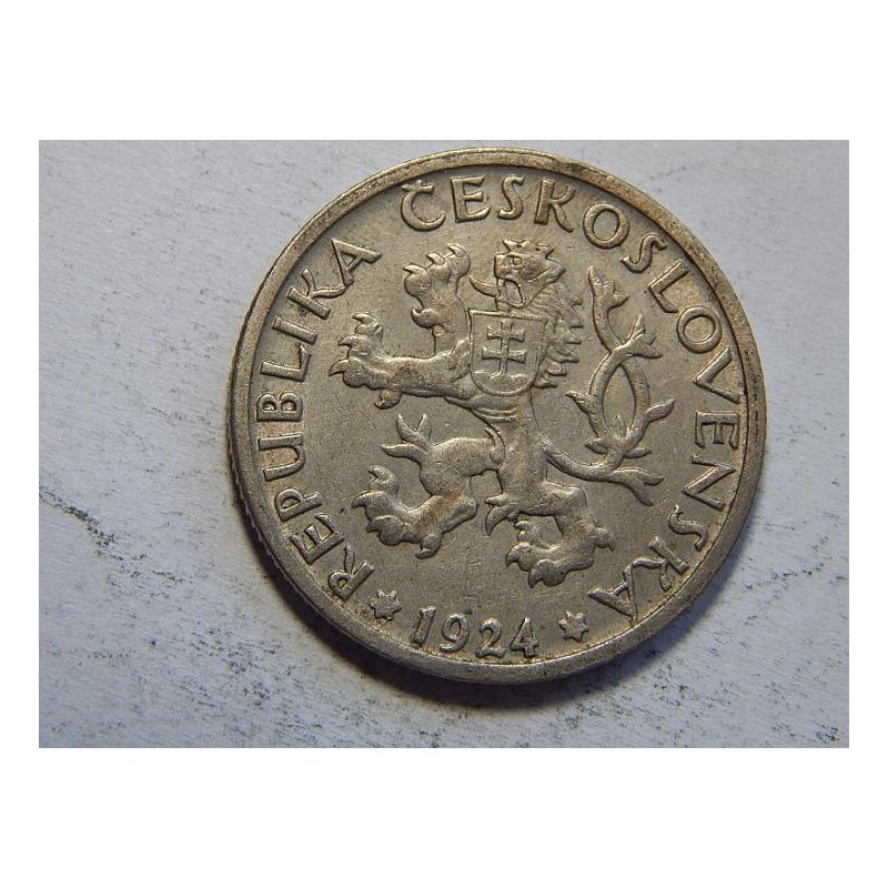 Československo 1 Koruna 1924 XF-UNC č44469 Československo 1 Koruna 1924 XF-UNC č44469