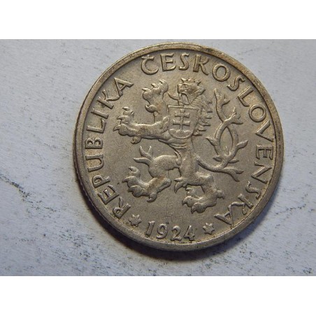 Československo 1 Koruna 1924 XF-UNC č44469 