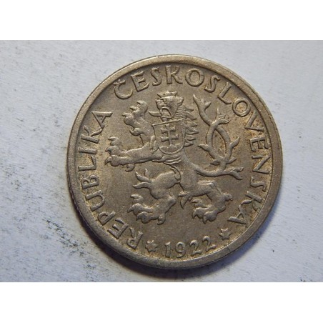 Československo 1 Koruna 1922 XF-UNC č44423 
