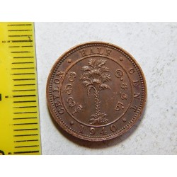 Ceylón ½ Cent 1940 XF-UNC č44739 