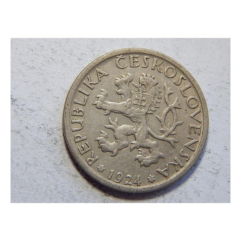 Československo 1 Koruna 1924 XF č44484 Československo 1 Koruna 1924 XF č44484