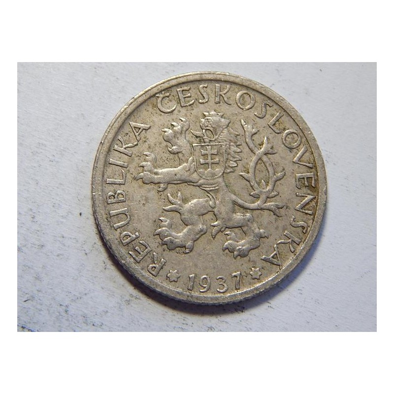 Československo 1 Koruna 1937 R XF č44439 Československo 1 Koruna 1937 R XF č44439
