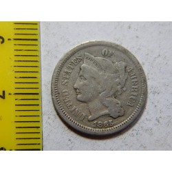 USA 3 Cent 1865 VF-XF č44727 