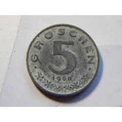 Rakousko 5 Groschen 1968 VF-XF č38680 