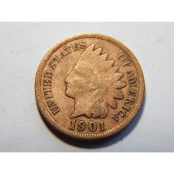 USA 1 Cent 1901 indián VF-XF č39050 