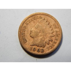 USA 1 Cent 1902 indián VF č39057 
