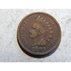 USA 1 Cent 1901 indián VF-XF č38764 