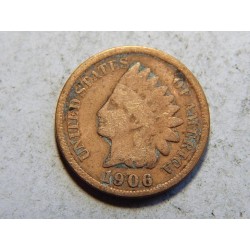 USA 1 Cent 1906 indián VF č38987 