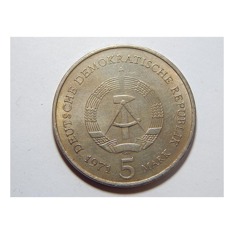 Německo DDR 5 Mark 1971 A Brandenburger Tor Berlin XF-UNC č29127 Německo DDR 5 Mark 1971 A Brandenburger Tor Berlin XF-UNC č29127