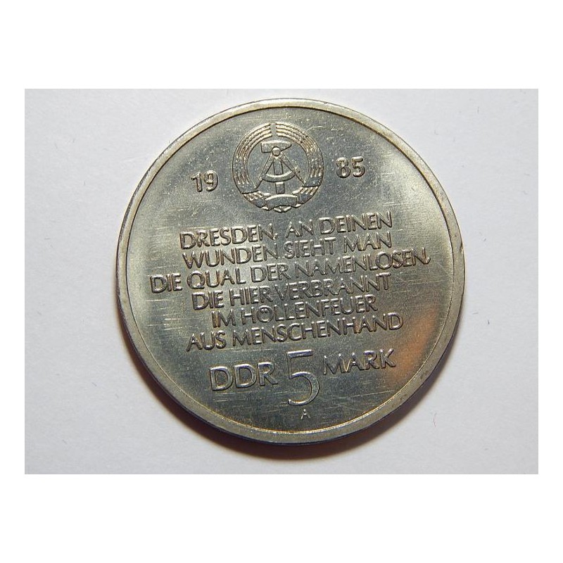 Německo DDR 5 Mark 1985 A Dresden UNC č28995 Německo DDR 5 Mark 1985 A Dresden UNC č28995