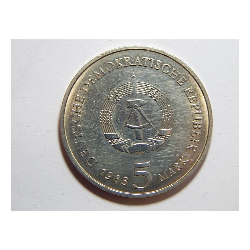 Německo DDR 5 Mark 1983 A Schlosskirtche Wittemberg UNC č28989 Německo DDR 5 Mark 1983 A Schlosskirtche Wittemberg UNC č28989