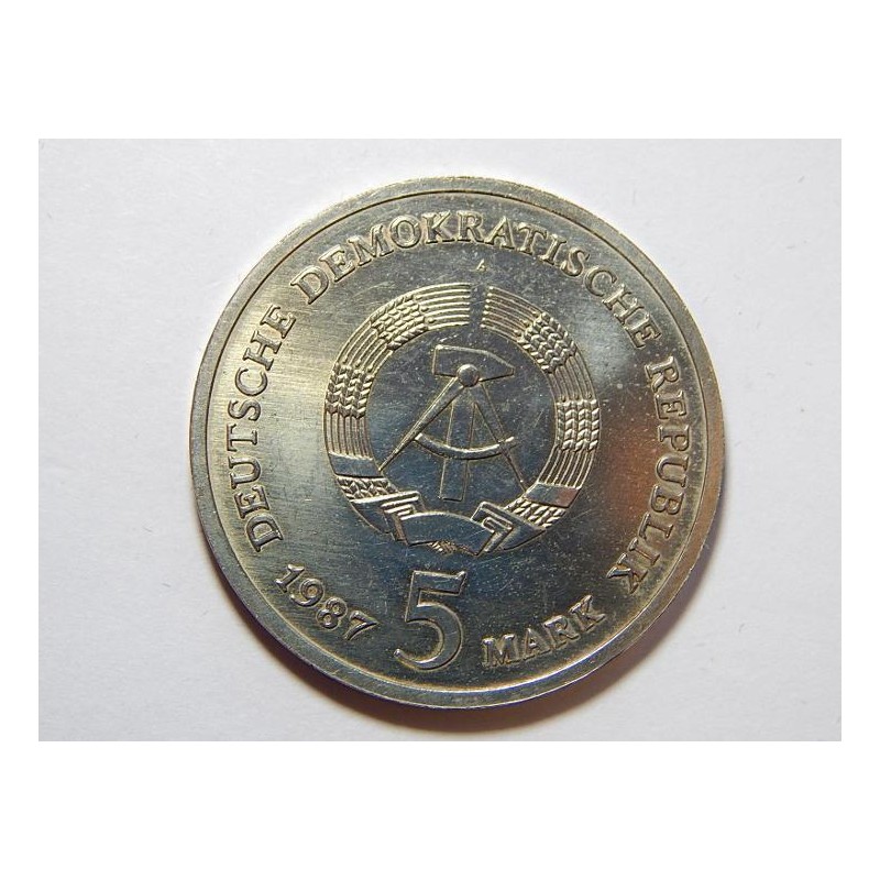 Německo DDR 5 Mark 1987 A Rotes Rathaus UNC č29160 Německo DDR 5 Mark 1987 A Rotes Rathaus UNC č29160