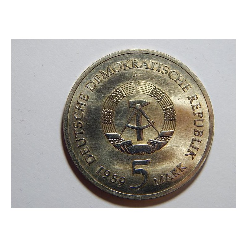 Německo DDR 5 Mark 1989 A Marien Kirche UNC č28937 Německo DDR 5 Mark 1989 A Marien Kirche UNC č28937
