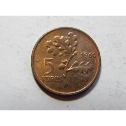 Turecko 5 Kurus 1960 UNC č29404 