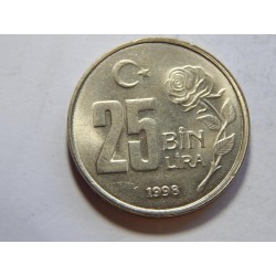Turecko 25 Lira 1998 XF č30903 