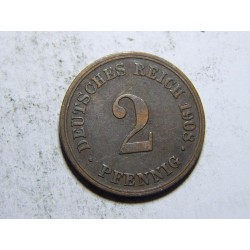 Německo Císařství 2 Pfennig 1908D R XF č29494