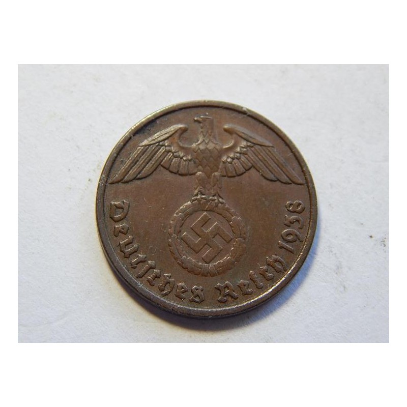Německo 3. Říše 2 Reichspfennig 1938 D XF č30701 Německo 3. Říše 2 Reichspfennig 1938 D XF č30701