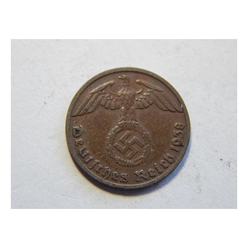 Německo 3. Říše 1 Reichspfennig 1938 D XF č30687 Německo 3. Říše 1 Reichspfennig 1938 D XF č30687