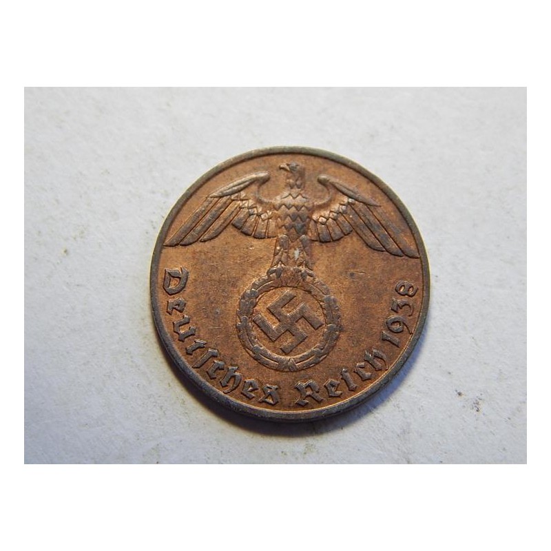 Německo 3. Říše 1 Reichspfennig 1938 J XF č30779 Německo 3. Říše 1 Reichspfennig 1938 J XF č30779