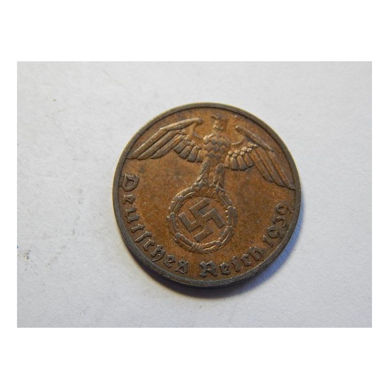 Německo 3. Říše 1 Reichspfennig 1939 F XF č30725 Německo 3. Říše 1 Reichspfennig 1939 F XF č30725