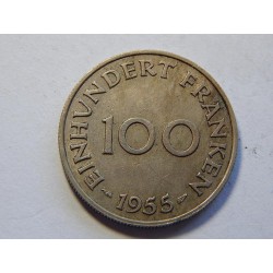 Německo Saarland 100 Franken 1955 XF č30671 
