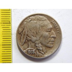 USA 5 Cents 1938 D Indián XF č35015