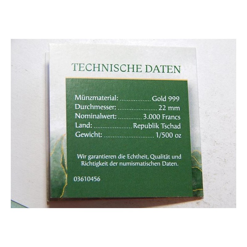Tschad 3000 Francs Au 999 Coccinella čŠU01