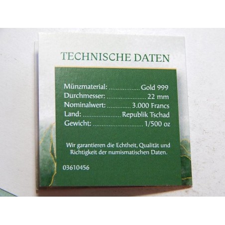 Tschad 3000 Francs Au 999 Coccinella čŠU01