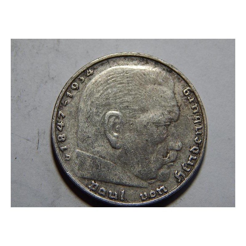 Německo 3. Říše 2 Mark 1939 D Ag XF č24272 Německo 3. Říše 2 Mark 1939 D Ag XF č24272