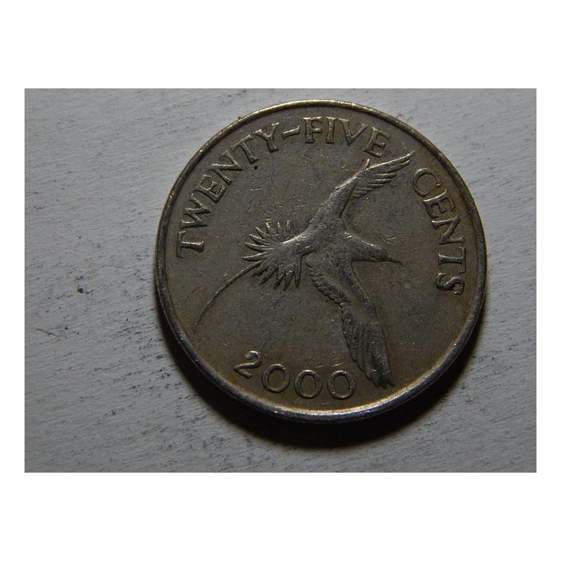 Bermudy 25 Cents 2000 RR VF-XF č38362 Bermudy 25 Cents 2000 RR VF-XF č38362