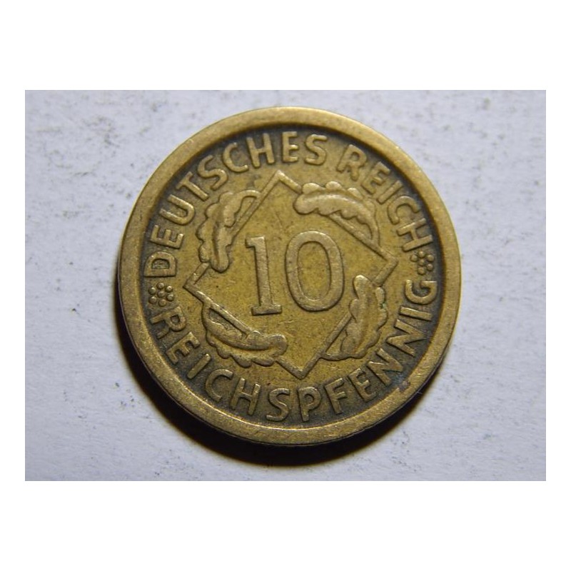 Německo Výmarsko 10 Reichspfennig 1925D XF č30213 Německo Výmarsko 10 Reichspfennig 1925D XF č30213