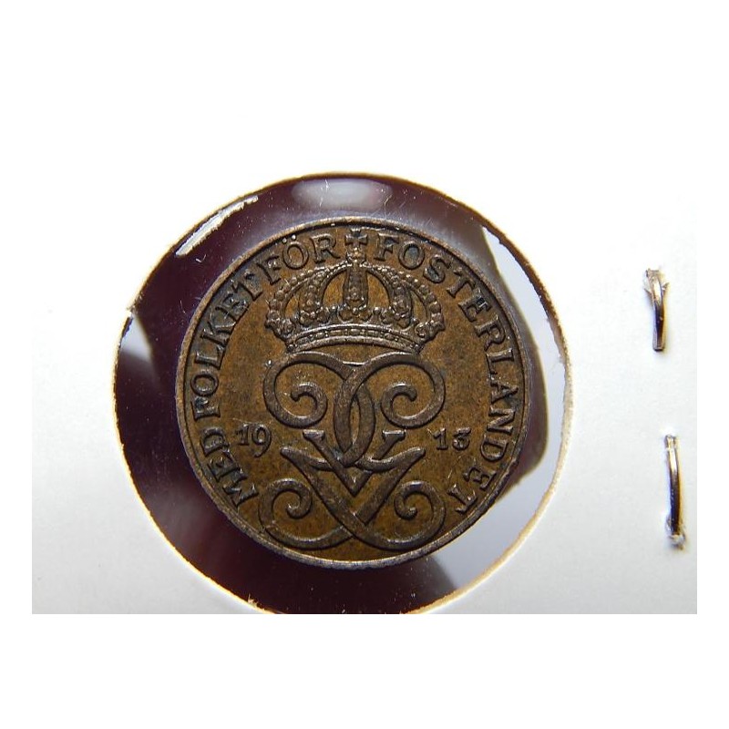 Sweden 1 Öre 1913 long 9 XF-UNC č00539