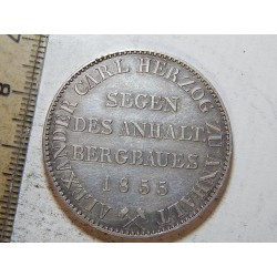 Německo Anhalt-Bernburg 1 Taler 1855 Ag XF RRR č00010