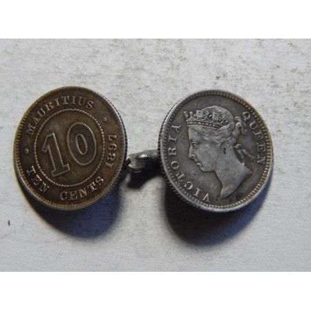 Mauritius 2x 10 Cents 1897 RR knoflík Ag krásný č30324