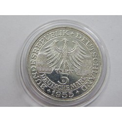 Německo BRD 5 Mark 1955 G Ag UNC čŠU020