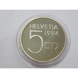 Švýcarsko 5 Francs 1984 (Auguste Piccard) PROOF čŠU020
