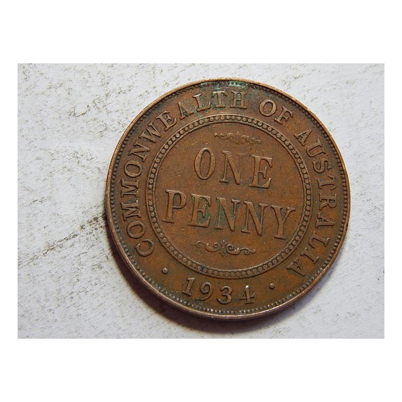 Austrálie 1 Penny 1934 XF č32215 Austrálie 1 Penny 1934 XF č32215