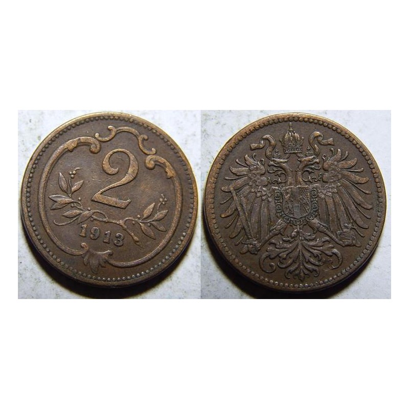 František Josef I. 2 Heller 1913 XF č30258 František Josef I. 2 Heller 1913 XF č30258