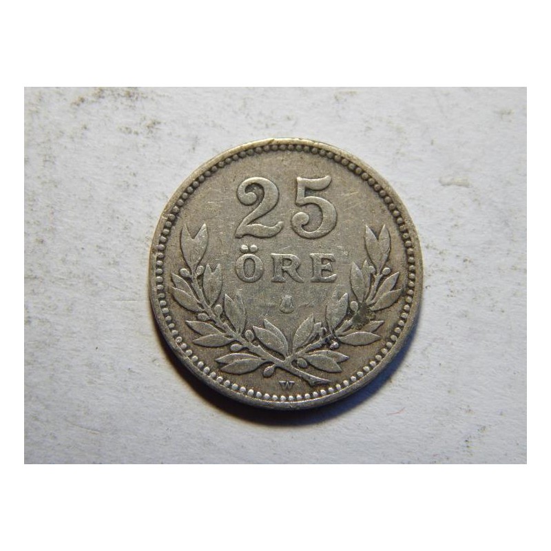 Švédsko 25 Öre 1912 W R Ag XF č30140 Švédsko 25 Öre 1912 W R Ag XF č30140