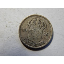 Švédsko 25 Öre 1912 W R Ag XF č30140