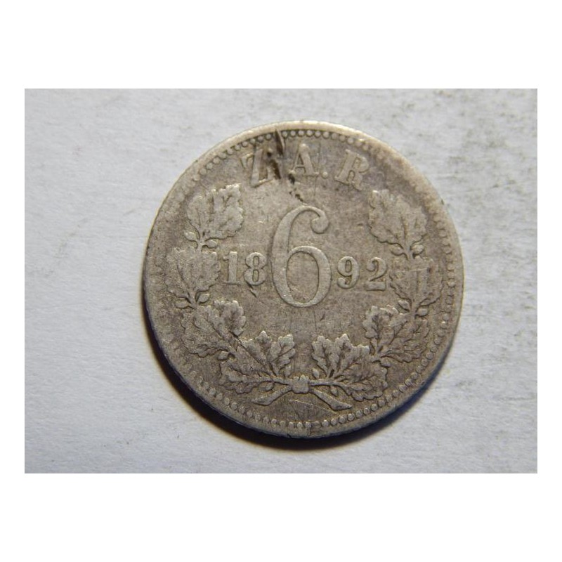 Jižní Afrika 6 Pence 1892 Ag RRR! VF č30272 Jižní Afrika 6 Pence 1892 Ag RRR! VF č30272